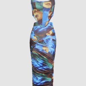 Abstract Print Corset Top And Skirt Set
