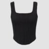 Square Neck Seam Detail Corset Top