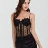 Lace Detail Mesh Corset Top