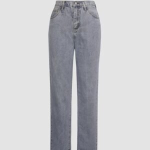 Slit Hem Straight Leg Jeans