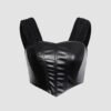 Faux Leather Off The Shoulder Corset Top