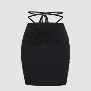 Drawstring Tie Waist Mini Skirt