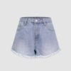 Raw Hem Denim Shorts
