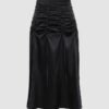 Satin Drawstring Midi Skirt