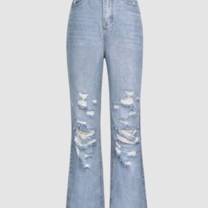 Ripped Wide Leg Mom Jeans