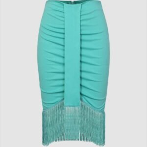 Tassel Hem Midi Skirt
