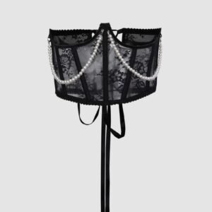 Pearls Embellished Lace Corset