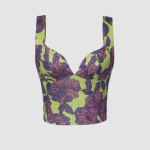Floral Print V-Neck Corset Top