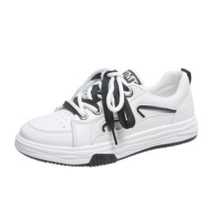 Korean Style Contrast Color Lace Up Sneakers