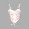 Floral Print Lace-Up Back Corset Top