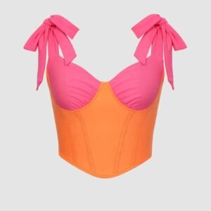 Tie Strap Color Block Corset Top