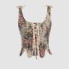 Retro Floral Square Neck Corset Top